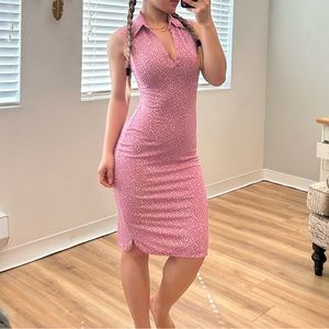 Diane Von Furstenberg Pink collared midi dress